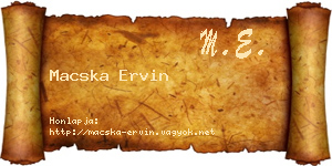 Macska Ervin névjegykártya